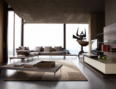 The sofa is modular, Echoes - Roche Bobois