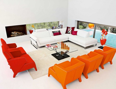 The sofa is modular, Espace - Roche Bobois