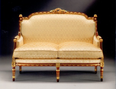 Sofa with carved legs, Meroni Francesco