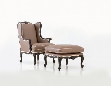 Chair with foot bench made of solid wood, Chelini