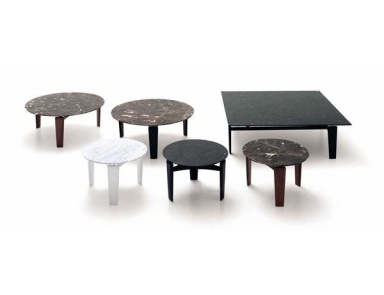 Coffee table with legs made of wood and marble Tablet, Arflex