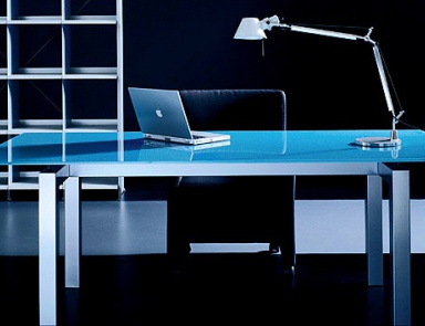 Table with frame made of metal and glass table-top Volo, Arflex