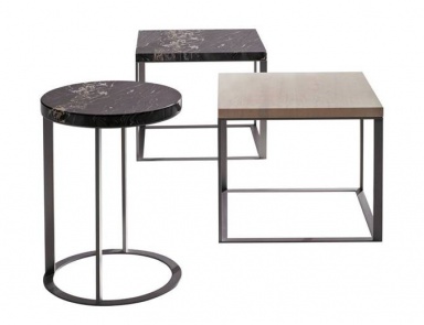 Coffee table on steel frame with marble or wooden top Lithos, B&B Italia