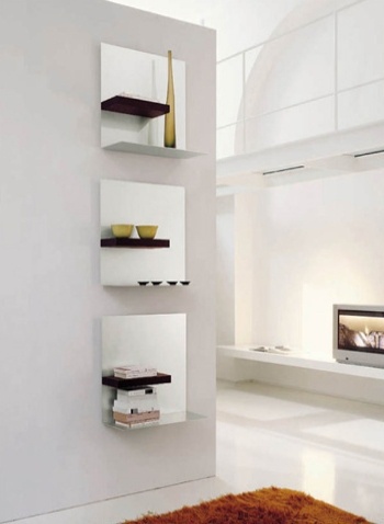 Wall shelf made of aluminum and wood Fold, Longhi