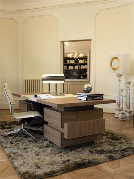 Desk leather trimmed Quadria, Galimberti Nino