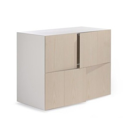 The modular storage system of wood with legs in chromed steel AD Box Doors, Accademia 