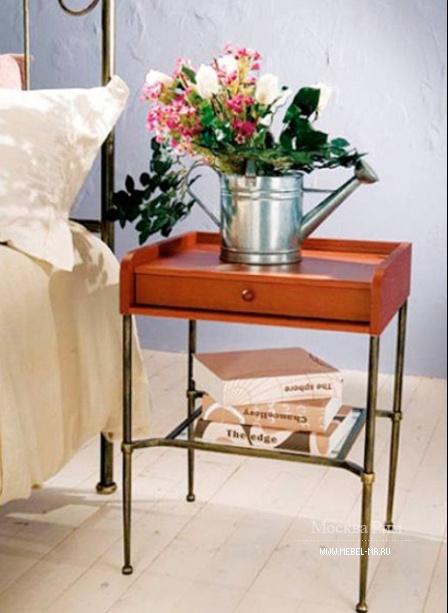 Bedside table with metal legs with a table top of beech Tiffany, Bontempi Casa