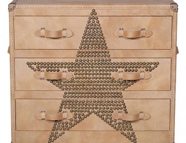 Chest with leather handles, Star Studded Parchment Howard Chest of Drawers - Andrew Martin