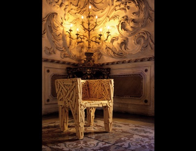 Designer chair Favela from many wooden bars, Edra