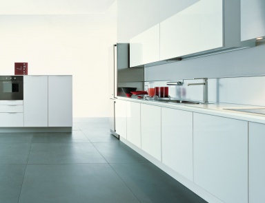 Kitchen (Suite kitchen) with table top in white tempered glass Luce, Cezar