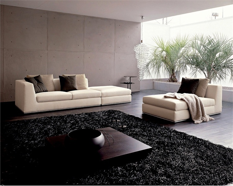 Modular sofa upholstered in leather or fabric Fifty, Mimo - Luxury ...