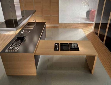 Set for the kitchen finished with oak veneer Integra, Pedini