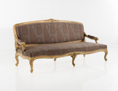 Three seater sofa made of solid wood with fabric upholstery, Chelini