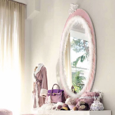 Wall mirror with frame in solid wood edging and feather Specchio, AltaModa