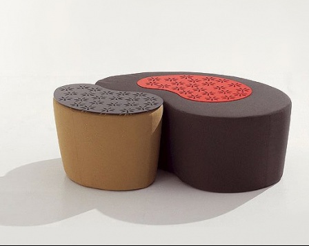 Poof with a filler of polyurethane upholstered in leather or fabric Cube, Bonaldo