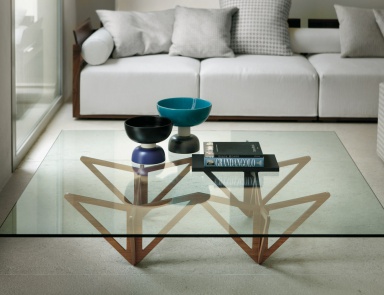 Origami coffee table with glass top, Porada