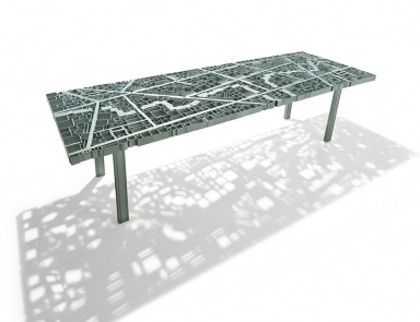 Table - map from the steel outlines of Baghdad, Edra