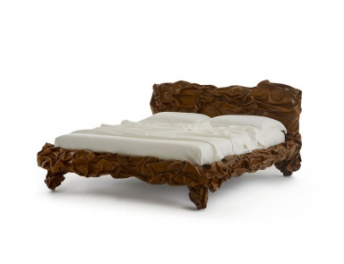 Double bed on steel bed frame Grinza, Edra