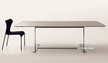 Dining table with base in steel and table top of MDF or mirror glass Eileen, B&B Italia