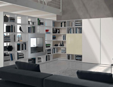Modular storage system with open shelves Metropolis, features tisettanta furnishings