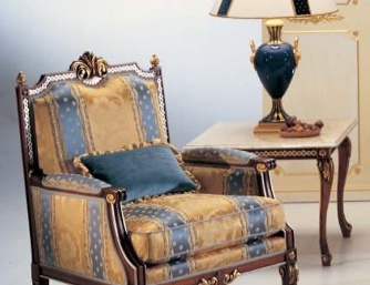 A chair on a frame of wood covered with a cloth Brunei, Caspani Tino