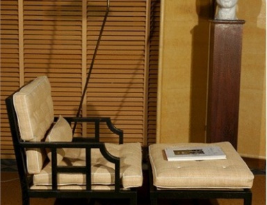 Armchair with Ottoman leg, upholstered, Chelini