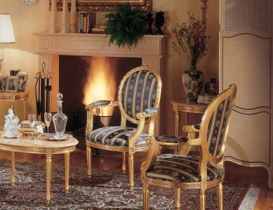 Armchair with wooden armrests Voltaire, Angelo Cappellini