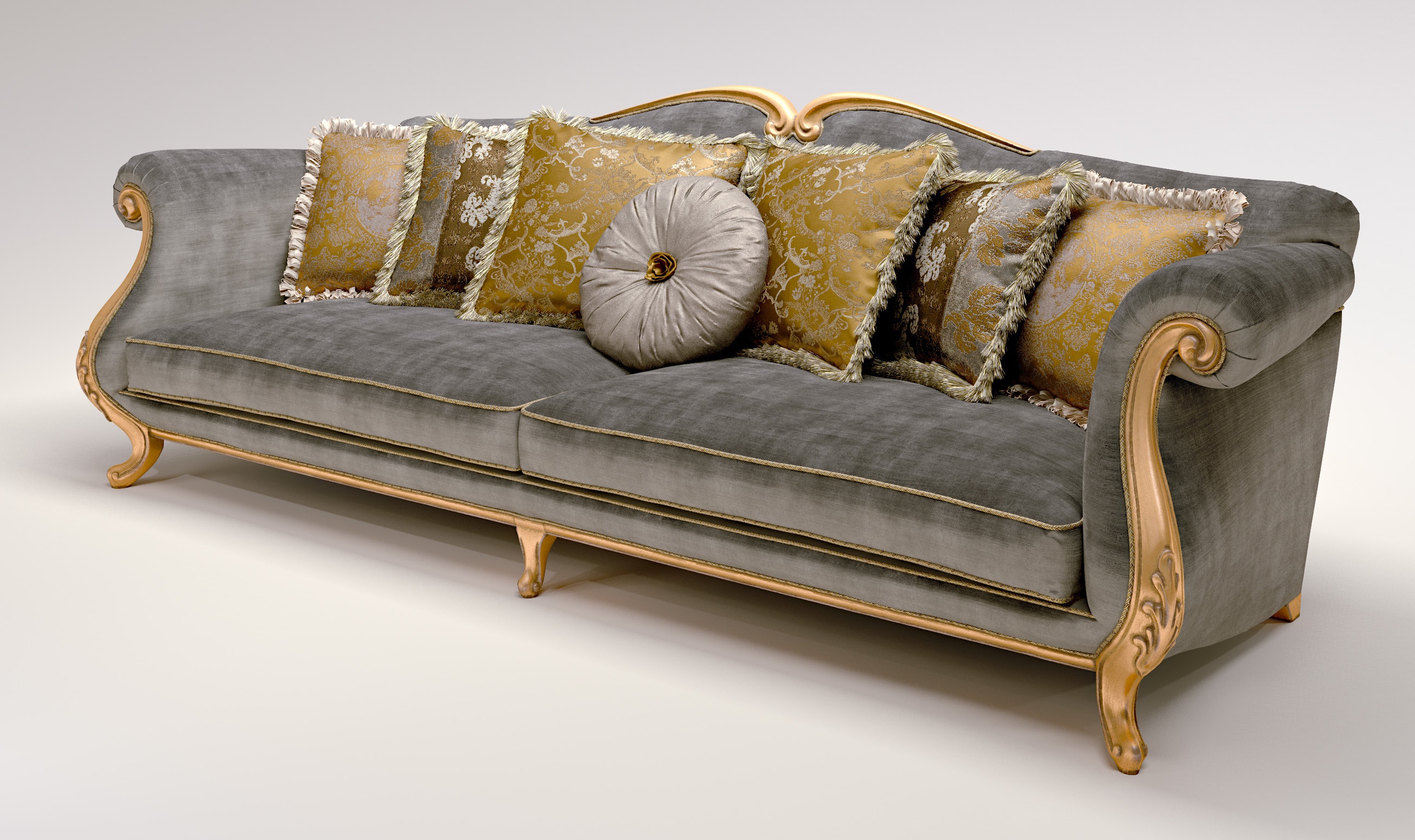 Valentino two-seat sofa frame made of natural wood, Bruno Zampa ...