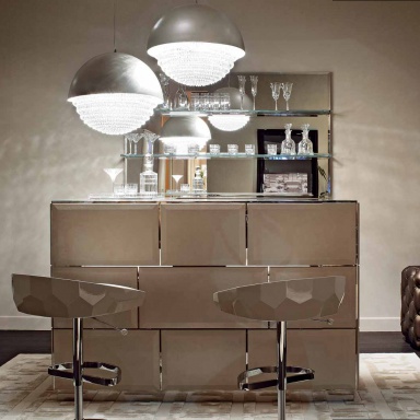 Hollywood bar counter made of natural wood with glass top, Fendi - Luxury  furniture MR