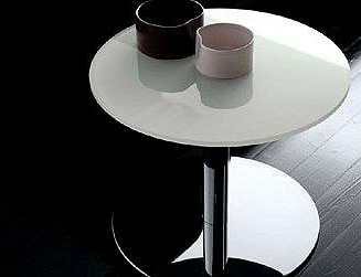 Round low table on chrome base, Circus - Presotto