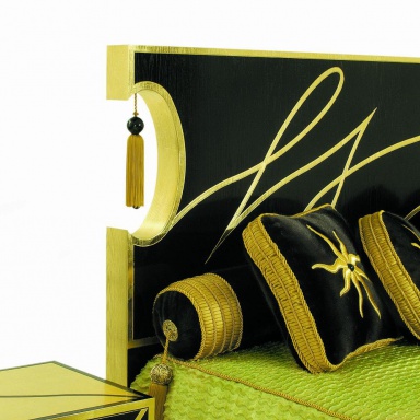 Double bed Noir et or