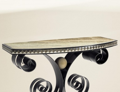 Console Calice on wrought iron base, the table top of natural stone, Francesco Molon