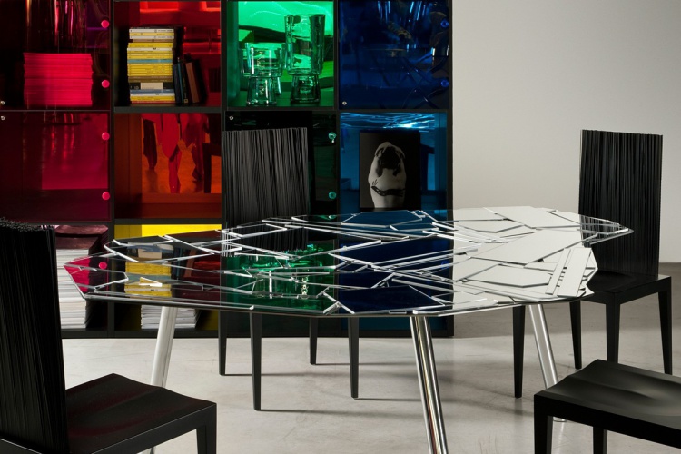 COFFEE TABLE/DINING BRASILIA WITH MIRRORED TABLETOP, EDRA