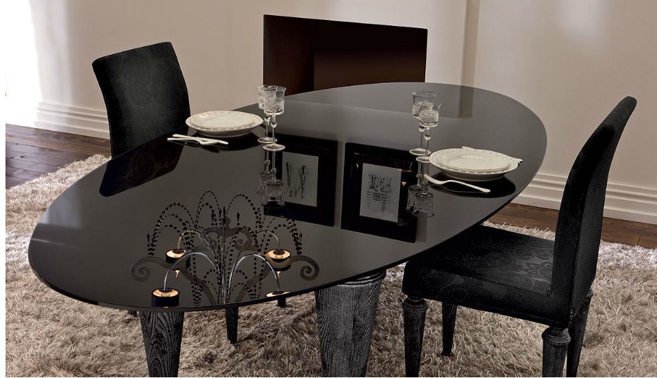 Dining table with oval top made of glass Piccadilly, Ego - Luxury furniture MR