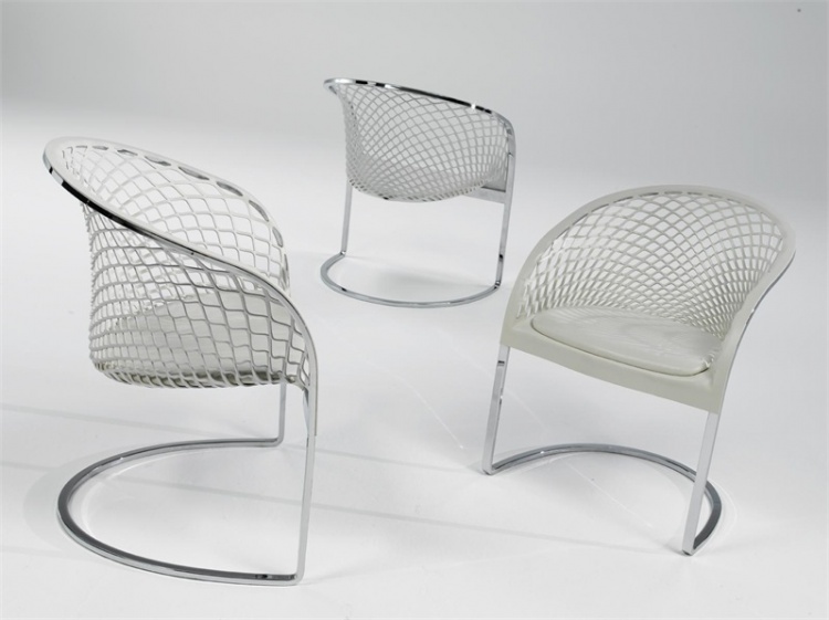 ARMCHAIR ON CHROME STEEL FRAME LEATHER UPHOLSTERED ARETE, MATTEOGRASSI