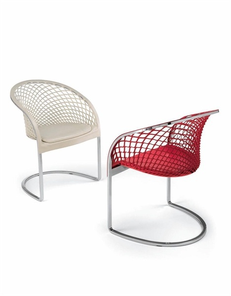 CHAIR ON CHROME STEEL FRAME LEATHER UPHOLSTERED ARETE, MATTEOGRASSI