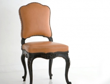 Chair made of solid wood with padding from genuine leather, Chelini
