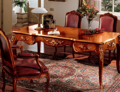 Table solid wood with inlay, Armando Rho