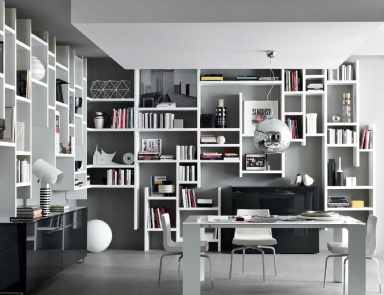 Bookcase with cabinets made of natural wood Crossing, MisuraEmme