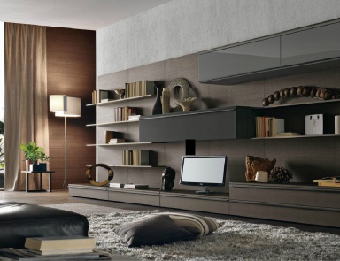 Rack mounted with veneer oak Tao Day MisuraEmme