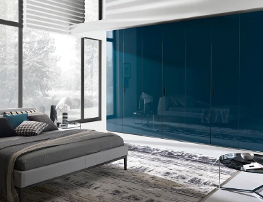 Wardrobe in glossy turquoise color I-Box Line, MisuraEmme