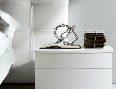 Bedside table in Matt lacquer in white Frida, MisuraEmme