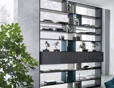 Shelves with metal drawers in Urban grey tones, MisuraEmme