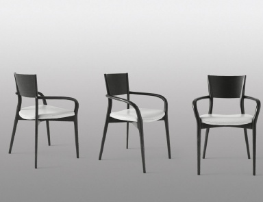 Chair with armrests made of solid ash wood in a black lacquer Bertha, MisuraEmme