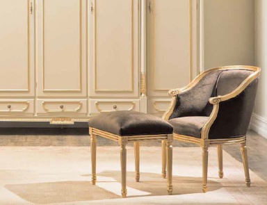 Chair with foot bench, Silik