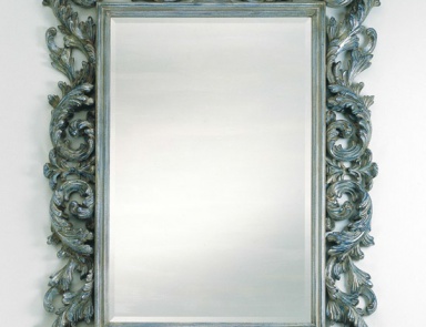 Mirror in frame finished in silver, Spini