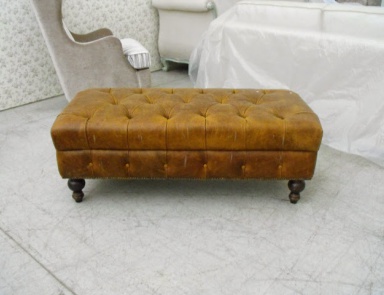 Pouf with frame in natural wood Gilet, TreCi Salotti