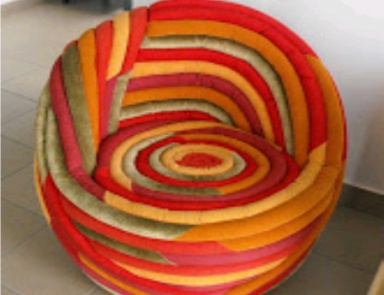 Pouf with frame in natural wood Gomitolo, TreCi Salotti