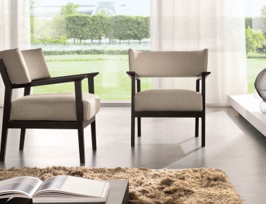 Armchair with wooden armrests Wood, CTS Salotti