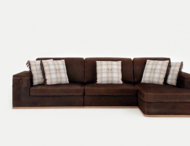 Modular sofa upholstered in nubuck brown Saylor, Poles Salotti